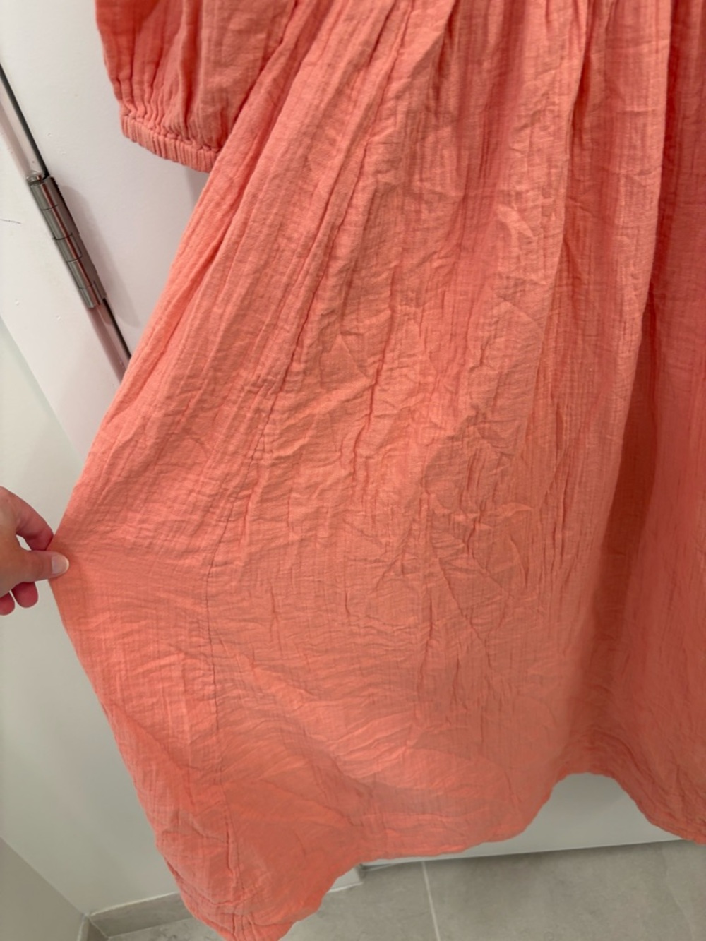 Quince 100% Organic Cotton Coral Gauze Smocked Square Neck Midi Dress Size XS - Picture 8 of 13